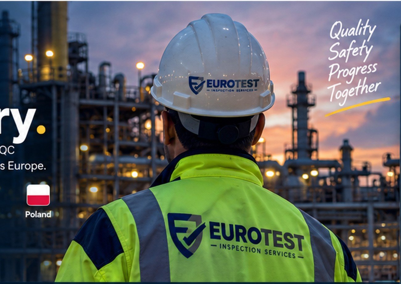 Industrial third-party inspection and quality inspector at a European manufacturing facility